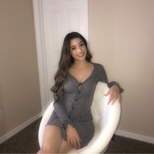 Houndstooth blacks & white button up dress